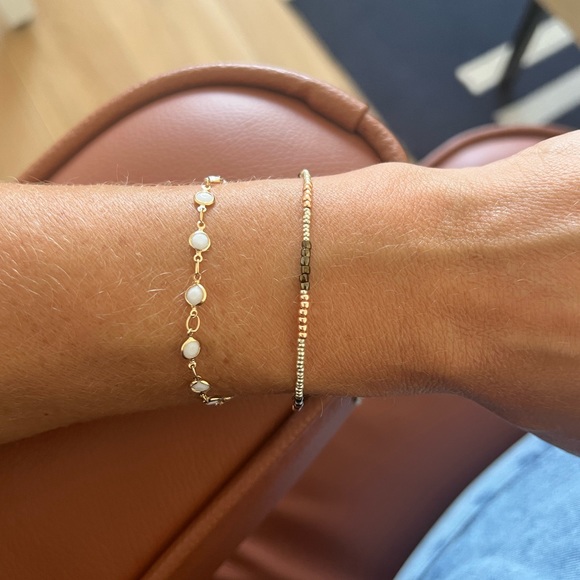 Upcycled La Lune 14k gold plated white enameled bracelet - Picture 2 of 5